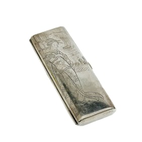 Yamazaki Company Japanese Sterling Silver Case Woman Kimono Signed Kozan