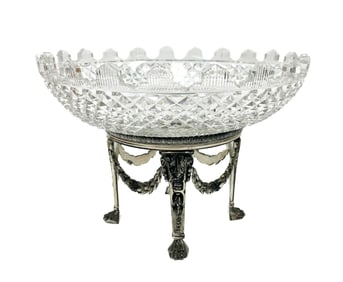 Pairpoint Silverplate and Crystal Cut Glass Bowl, 2nd Quarter 20th Century