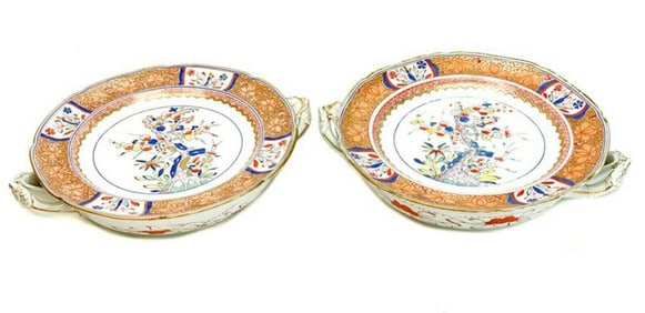 Pair Spode England Porcelain Hot Soup Plates Kakiemon Tree of Life 282 c 1810