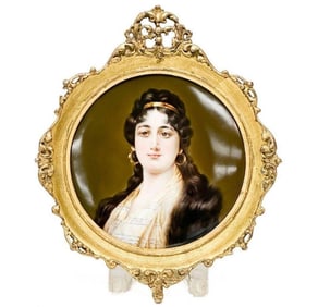 KPM Hand Painted Porcelain Portrait Plaque Signed Framed 1900