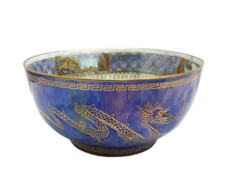 Wedgwood England Porcelain Luster Bowl, Gilt Dragons