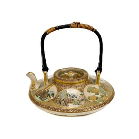 Kitoyama Satsuma Hand Painted Porcelain Miniature Teapot Meiji period
