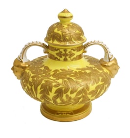 Royal Crown Derby for Gilman Collamore Porcelain Gilt Twin Handled Urn c1880