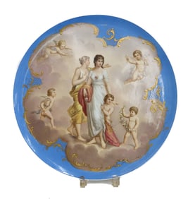 Royal Vienna Hand Painted Porcelain Large Tray Der Fruhling by Wagner circa 1900