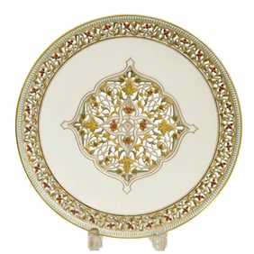 Royal Worcester England Hand Painted Enameled Reticulated Porcelain Plate 1880