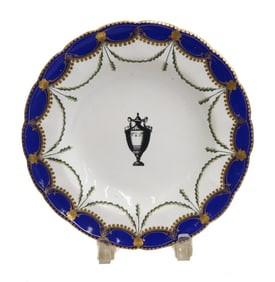 Derby English Porcelain Cobalt Blue and Gilt Urn Cabinet Plate crca 1780