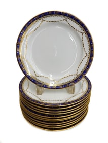 12 Royal Crown Derby for Tiffany & Co. Porcelain Dessert Plates, circa 1900