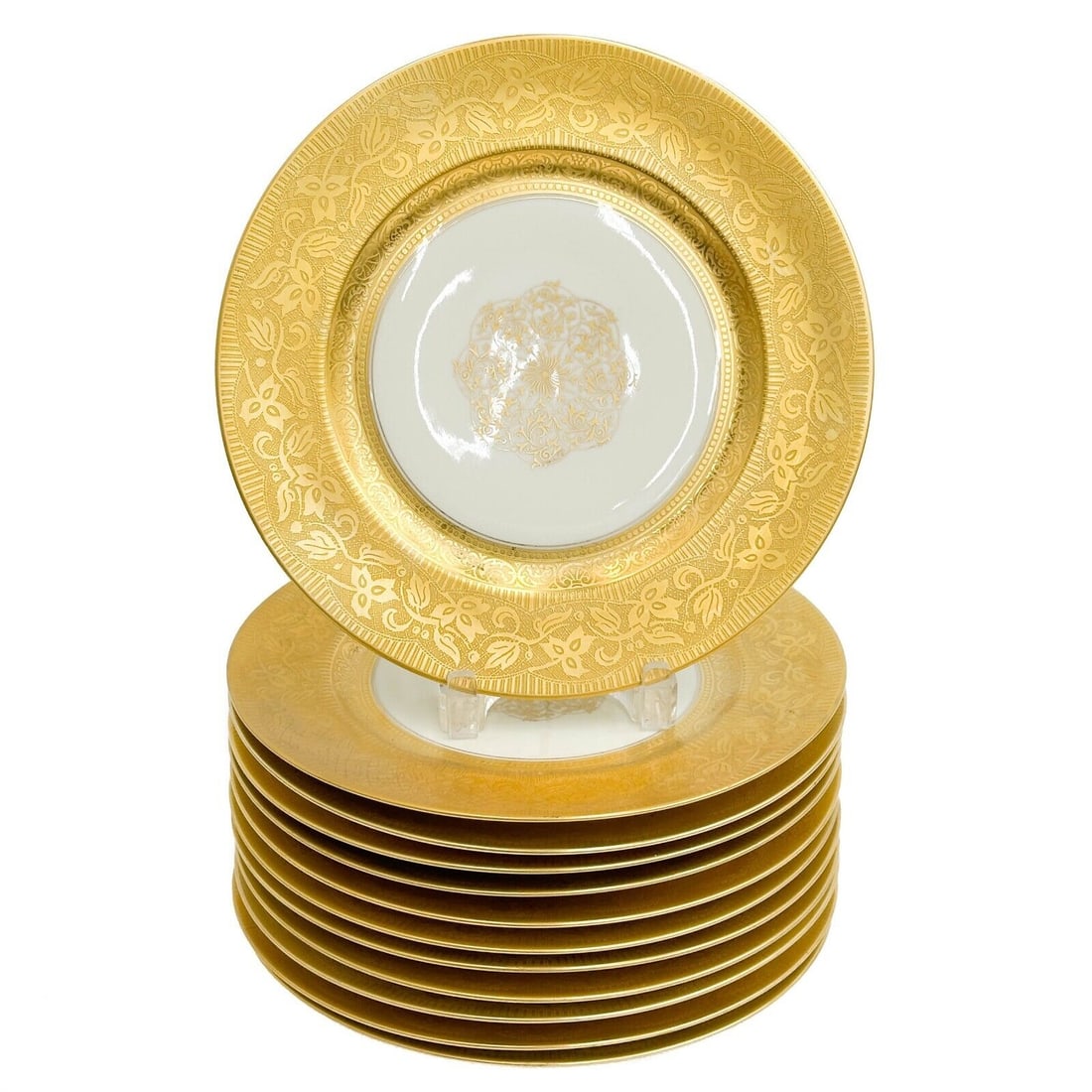 12 Heinrich & Company Selb Bavaria Gilt Porcelain Dinner Plates (1 of 6)