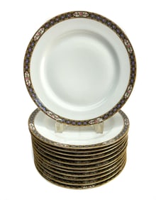 12 Jean Pouyat Limoges France Porcelain 8.825 inch Dessert Plates, circa 1900