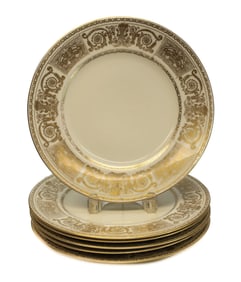 Vintage 6 Crown Lion Ivory Hutchenreuther Selb Barvaria Porcelain Dinner Plates