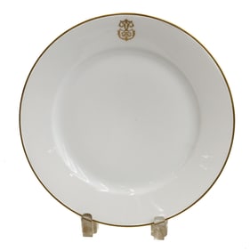 Manufacture de Sevres Porcelain Gilt Emblem Dessert Plate, 1895