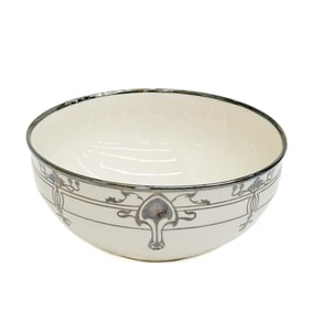 Lenox Belleek Sterling Silver Overlay White Porcelain Bowl circa 1900