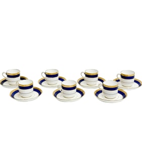 7 Minton England for Tiffany & Co Porcelain Demitasse Cup and Saucers 1923