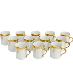12 Frank Lloyd Wright for Tiffany & Co Gilt Porcelain Cups or Mugs in Imperial