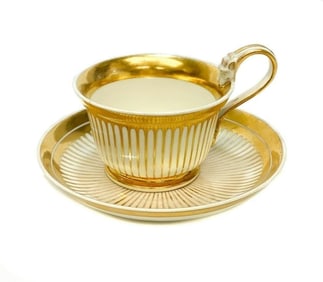 Imperial Royal Vienna Porcelain Gilt Striped Cup Saucer