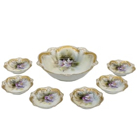 7 R S Prussia Porcelain Berry Serving & Small Bowls