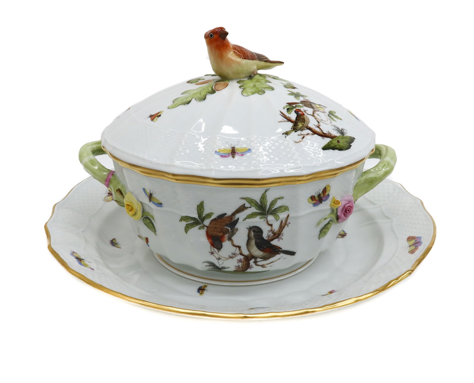 Herend Hungary Rothschild Hand Painted Porcelain Covered Tureen and Underplate (1 of 9)