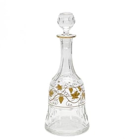 Val Saint (St.) Lambert France Cut Glass Decanter with Stopper in Pampre D' Or