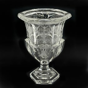 Tiffany & Co Biedermeier Etched Glass Vase