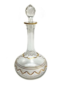 Saint Louis French Glass Wine Decanter in Beethoven, Frosted Band