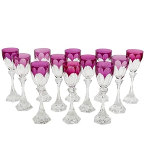 12 Saint (St) Louis Amethyst Hock Wine Glasses in Chambord