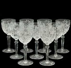 7 Wittwer Clear Cut Glass 6.3 inch Wine Glasses in Paris