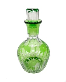 Bohemian green cut to clear decanter.