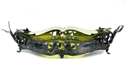 German Silverplate Art Nouveau Twin Handled Bowl, circa 1890