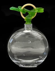 Daum France Pate de Verre Art Glass Decanter Carafe de Torques Green Snake
