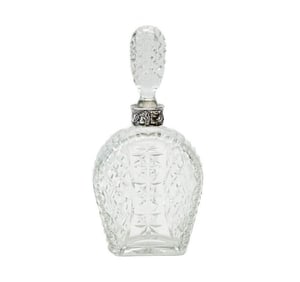 Portugese Silver Mounted Glass Decanter circa 1920 Silver Grapevine