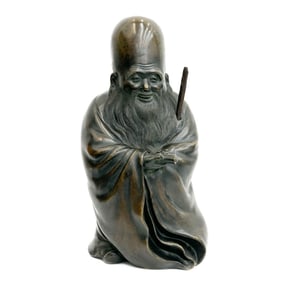 Japanese Patinated Bronze Sculpture God of Longevity Shouxing / Shoulao