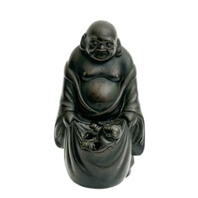 Japanese Bronze Figure Incense Burner Hotei and Child Sculpture Meiji Period