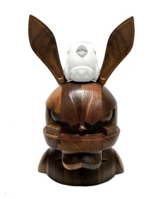 Coarse Glitch Walnut Dog Sculpture