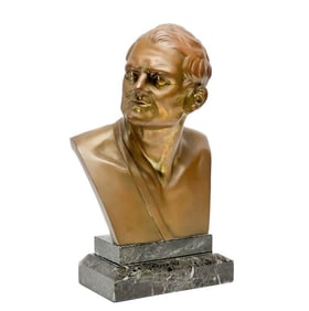 Patinated Bronze Bust of a Man Likely Historical Figure 19th cen Musee du Louvre