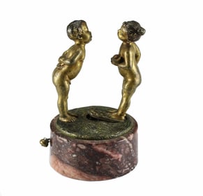 Bergmann, Franz (1861-1936) Austrian Bronze Mechanics for Children Kissing
