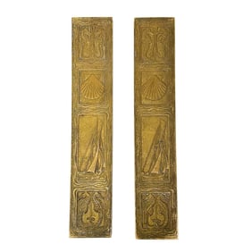 Pair Tiffany Studios New York Gilt Bronze Nautical Blotter Ends #1841.