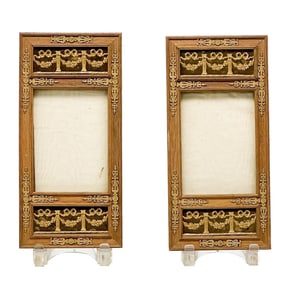 Pair French Empire Style Wood & Gilt Bronze Photo Frames 1st quarter 20th cen