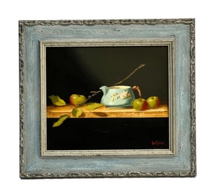Bert Beirne (American 1939) Oil on Panel Roseville Creamer and Apples