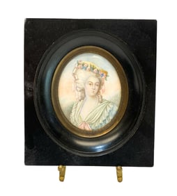 Continental Hand Painted Miniature Portrait of a Beauty, circa 1900. Signed