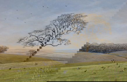 Simon Turvey (British 20th Century) Gouache on Paper Landscape Signed