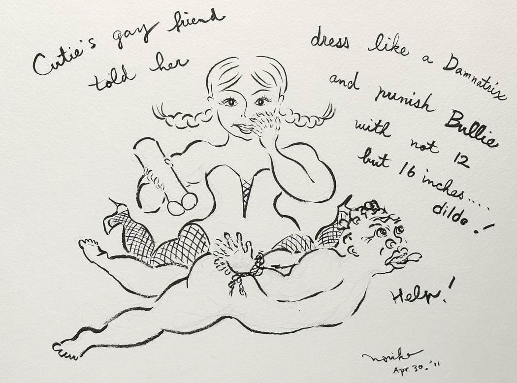 Noriko Shinohara (Japanese-American 20th C.) Ink on Paper Cutie Series- Sweet Tender Love: Noriko Shinohara (Japanese-American 20th C.) Ink on Paper Cutie Series- Sweet Tender Love. Measures Approx., 11 inches x 15 inches Weight Approx., 0.1 lb Domestic Shipping: $40
