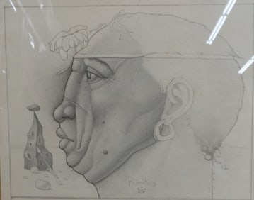 Werner Wildner (German/US 20th C.) Graphite Drawing of a Figure "Primitive"