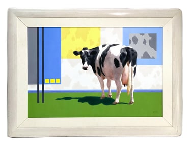 Lorna Patrick (American 20th C) Oil on Canvas Painting "Hip Cow" 1992