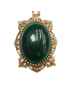 14k Yellow Gold and Malachite Necklace Pendant