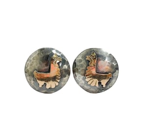 Peruvian 18k Gold and 925 Sterling Silver Cufflinks, Alpaca