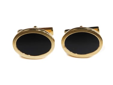Tiffany & Co. 18k Yellow Gold and Onyx Cufflinks