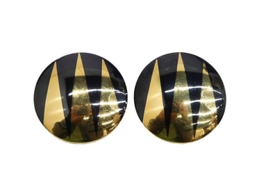Italian 18k Yellow Gold Circular Clip Earrings