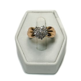 14k Rose Gold and Diamond Cluster Heart Ring, Size 7