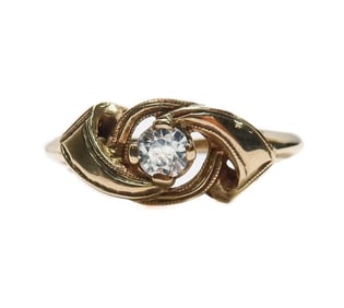 10k Yellow Gold and White Topaz Ring, Size 6.5