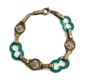 14k Yellow Gold and Emerald Filigree Bracelet